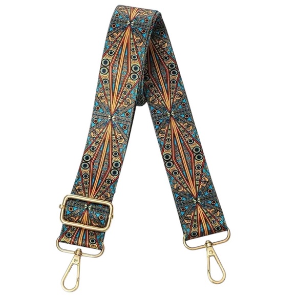 NEW Peacock Blue Patterned Adjustable Purse Strap - Picture 1 of 4